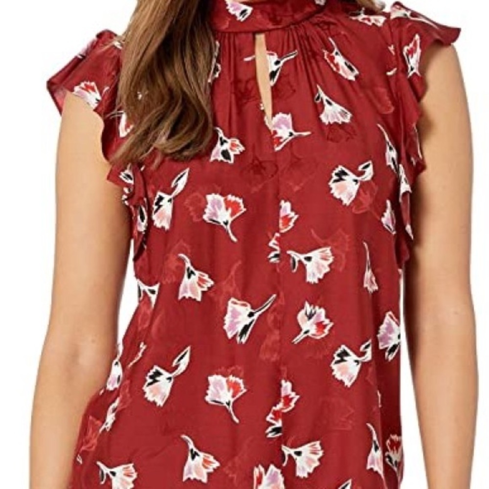 Rebecca Taylor Red Floral Silk Blouse